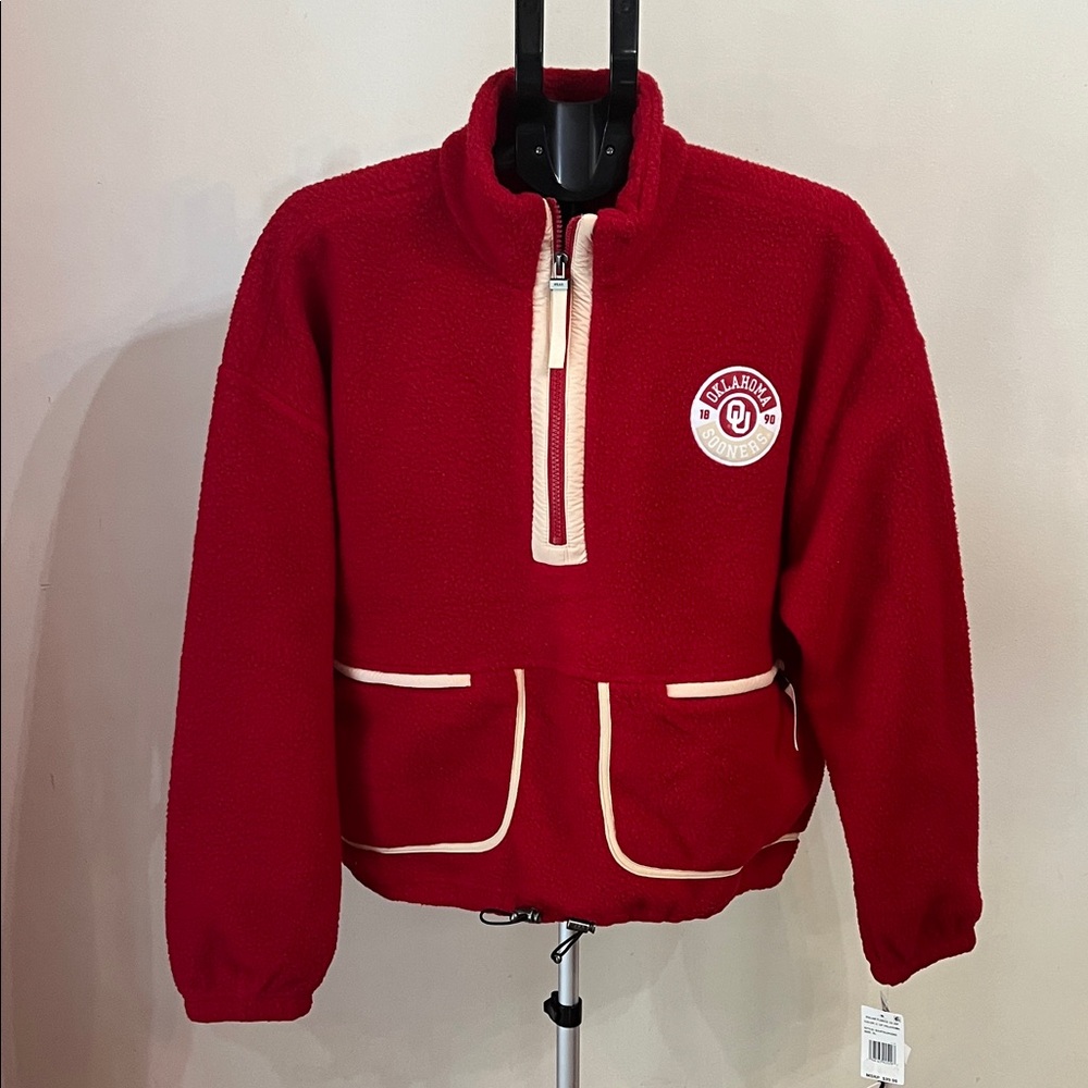 NWT Wear by Erin Andrews U. Of Oklahoma Polar Fleece 1/2 Zip